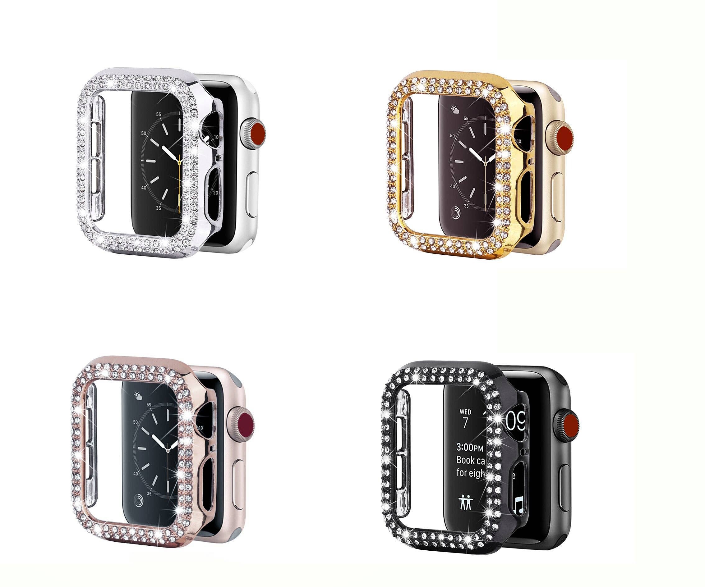 Rhinestone Crystal Bling Apple Watch Case Frame Rose Gold 44mm Bling and Beyond